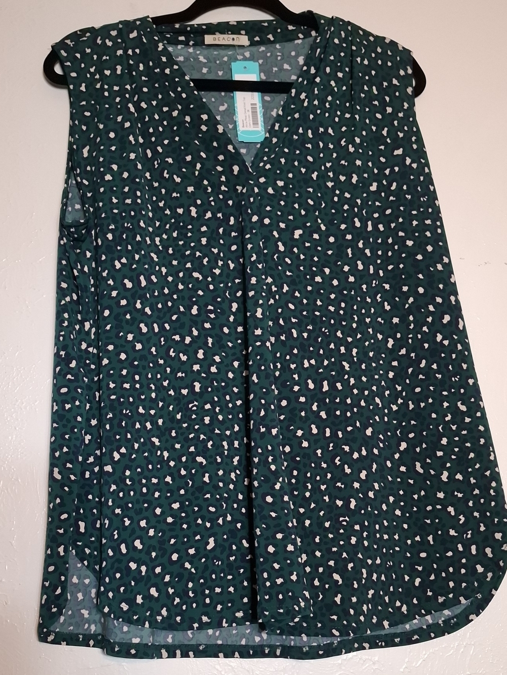 Beacon Teal V-Neck Sleeveless Printed Blouse